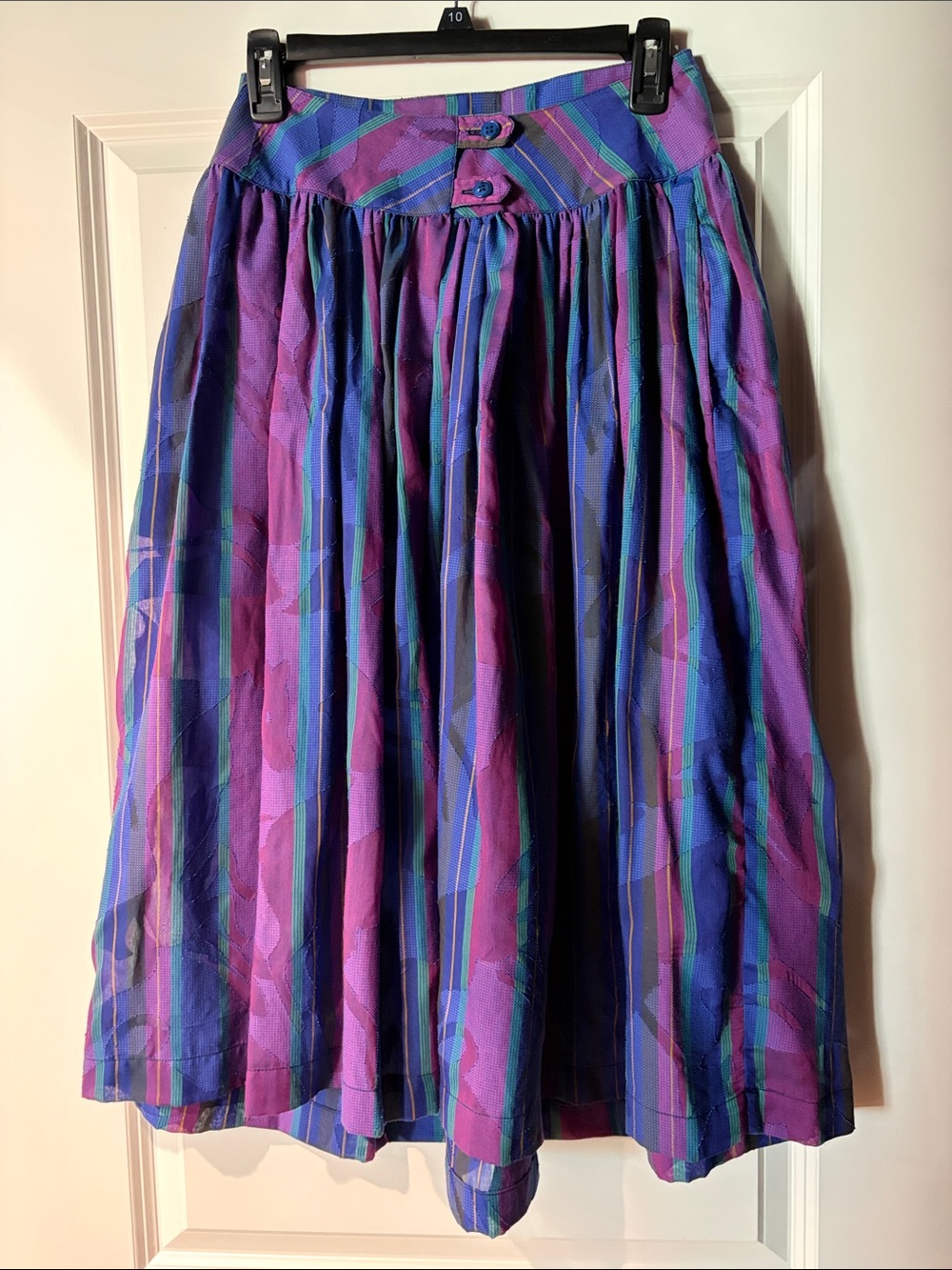 Chacok Women’s Vintage Purple & Blue Pleated Midi Skirt
